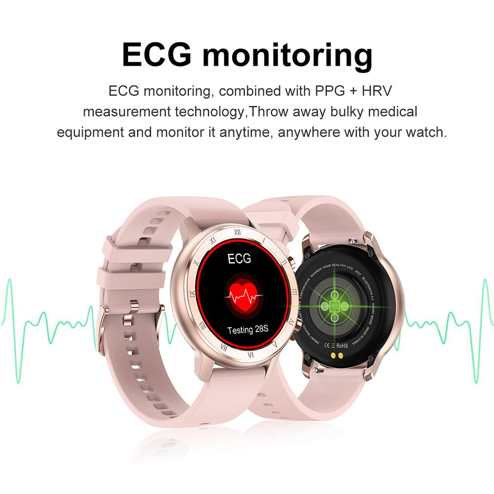 Women Full Touch IP68 Waterproof ECG Smartwatch Bracelet