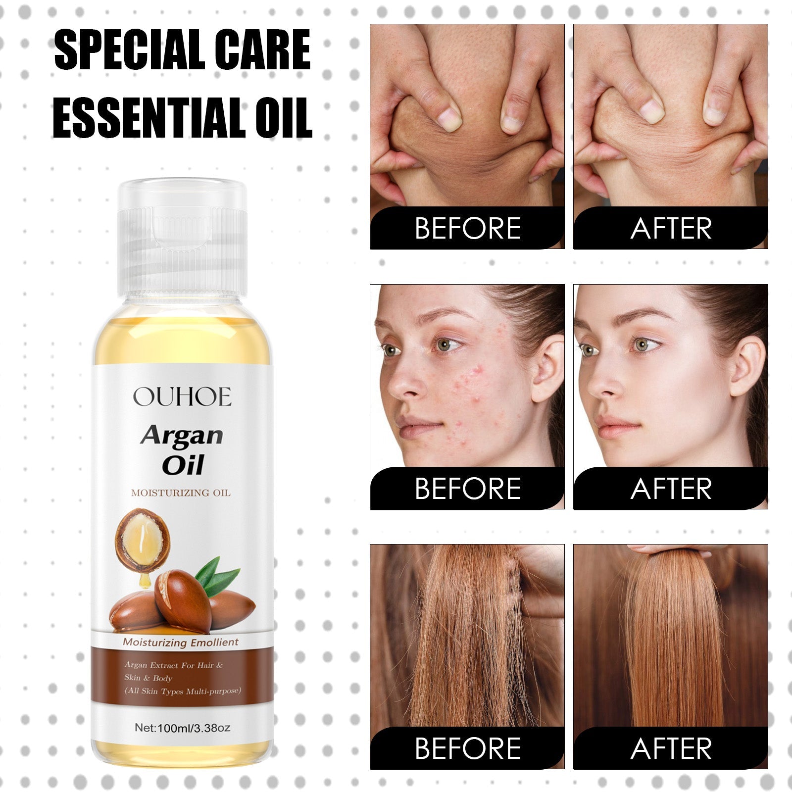 Argan Oil Multi Effect Hair Skin Moisturizing Nourishing Care Oil Formula