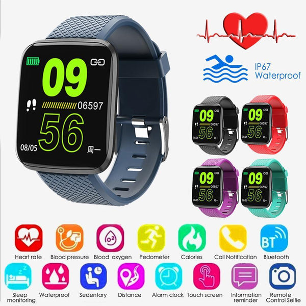 IP67 Waterproof Fitness Smartwatch Heart Rate Blood Pressure Tracker