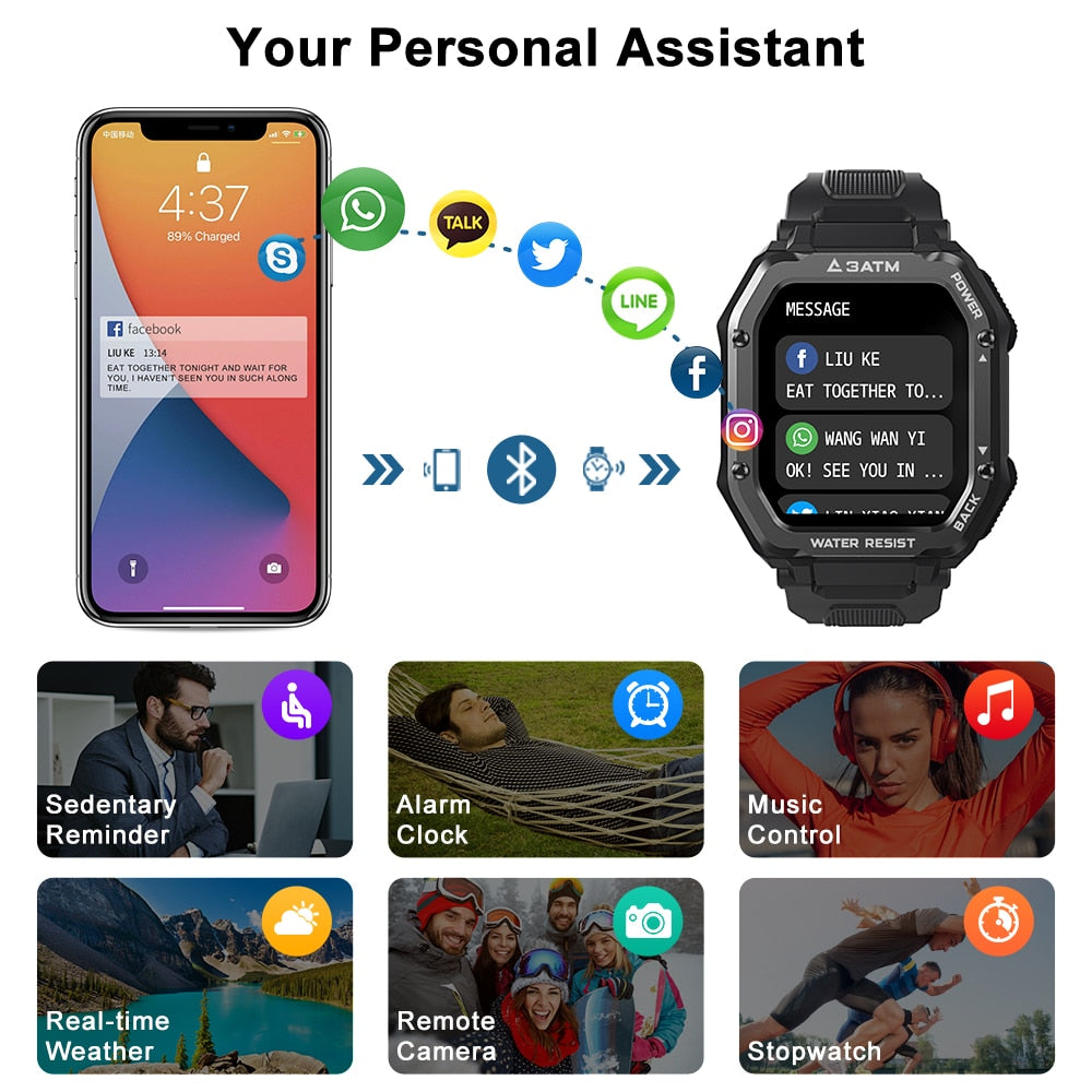 ROCK Rugged Smartwatch Outdoor Waterproof Fitness Tracker Men