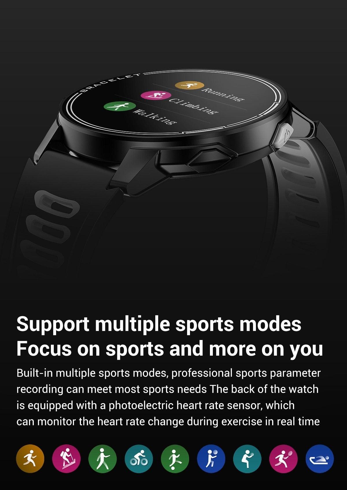 IP68 Waterproof Bluetooth Smartwatch Fitness Heart Rate Tracker