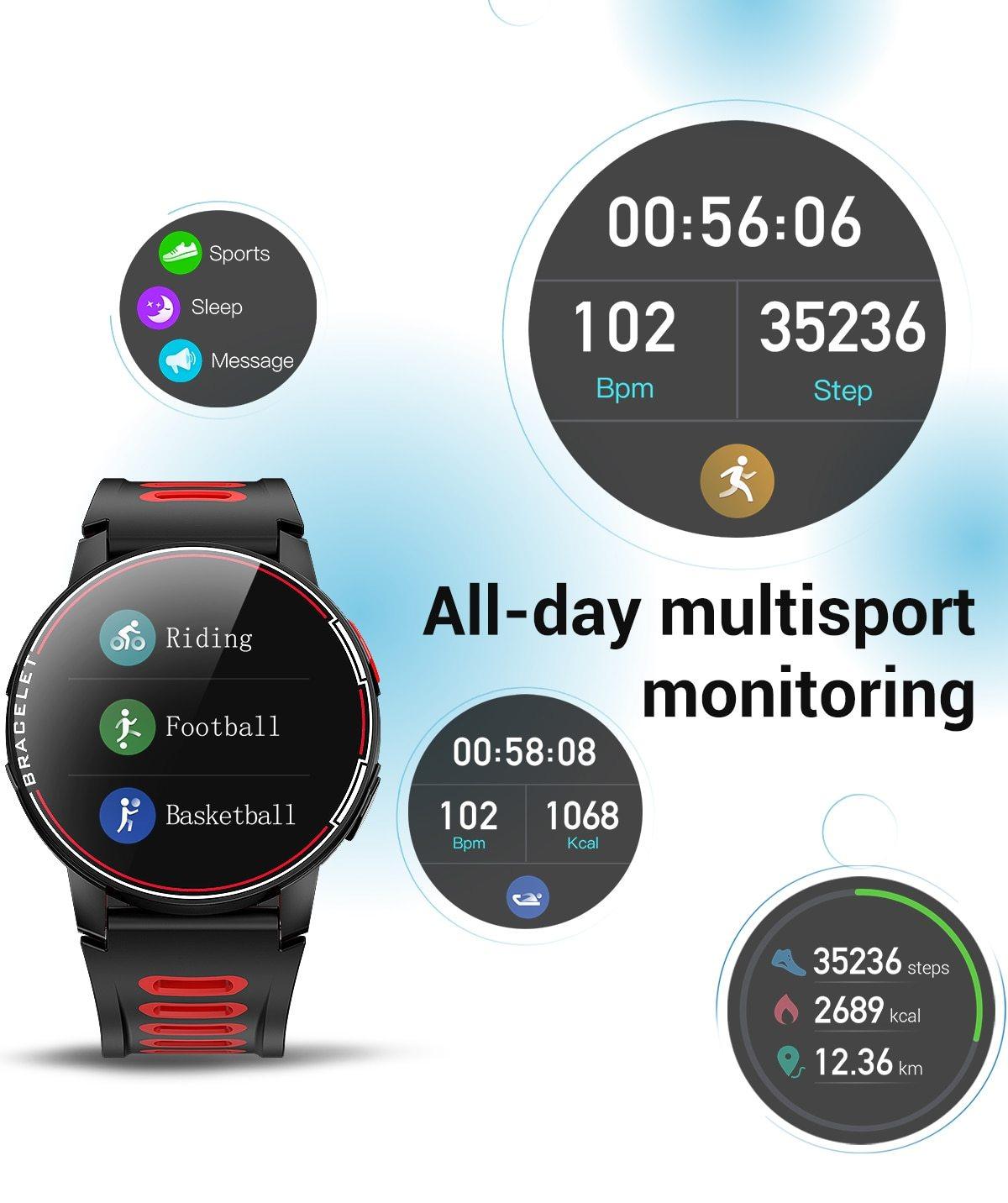IP68 Waterproof Bluetooth Smartwatch Fitness Heart Rate Tracker