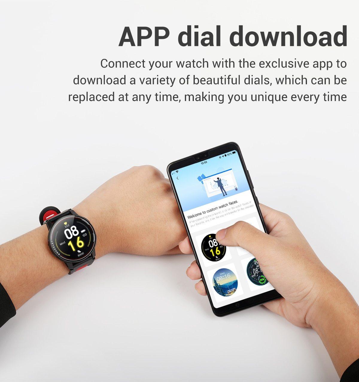 IP68 Waterproof Bluetooth Smartwatch Fitness Heart Rate Tracker