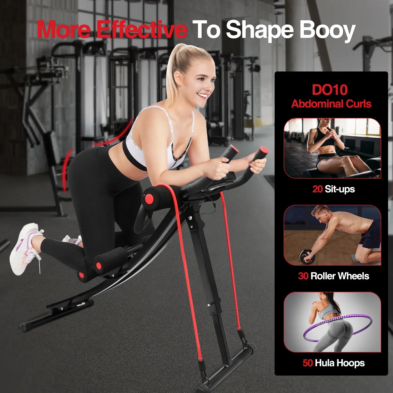 Foldable Ab Machine Core Trainer Home Gym LCD Fitness Equipment