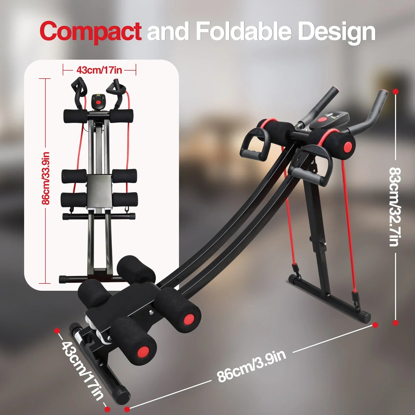 Foldable Ab Machine Core Trainer Home Gym LCD Fitness Equipment