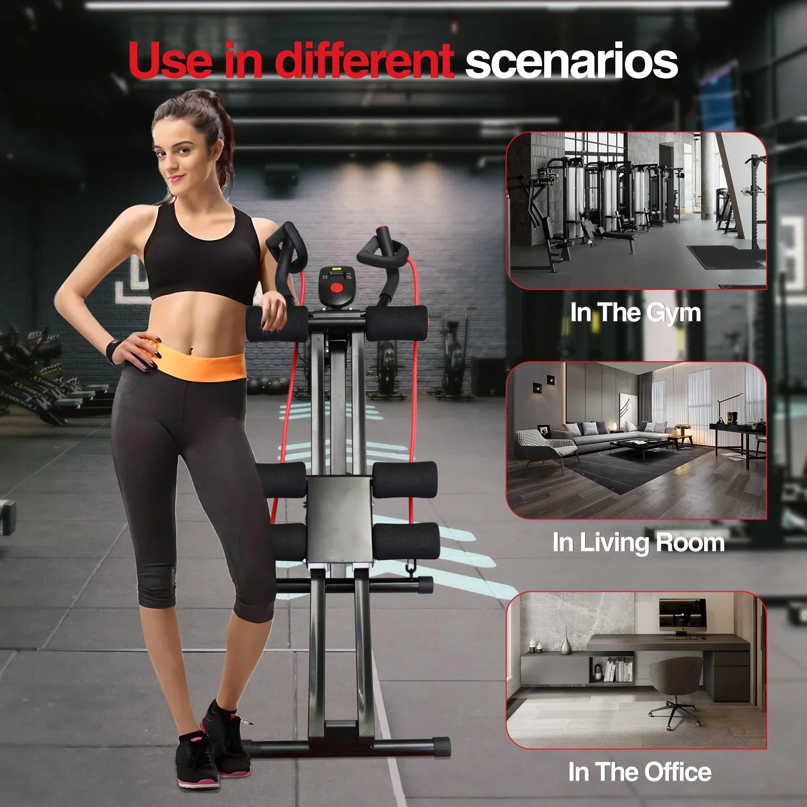 Foldable Ab Machine Core Trainer Home Gym LCD Fitness Equipment