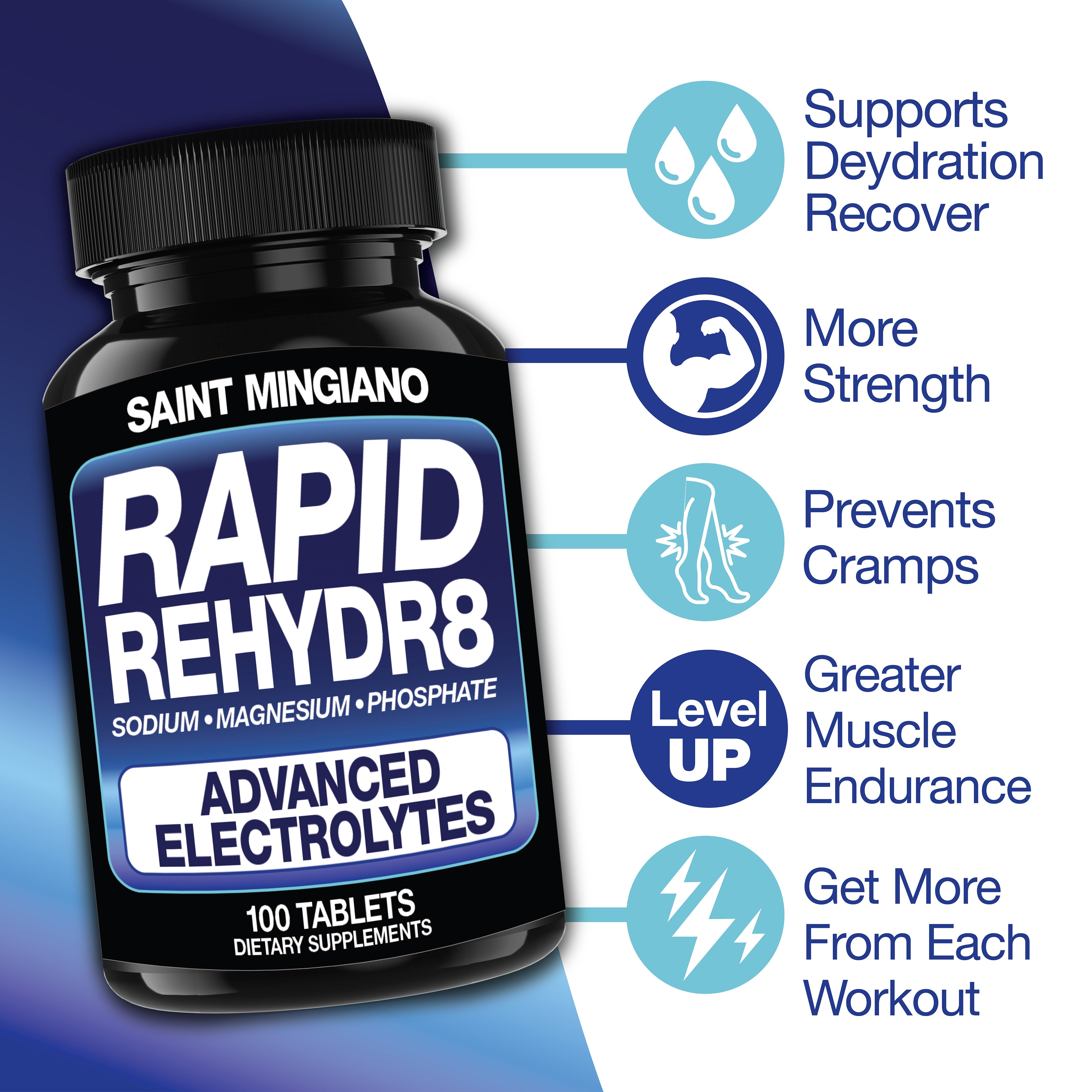 Rapid Rehydr8 Electrolyte Capsules Muscle Recovery Hydration Supplement