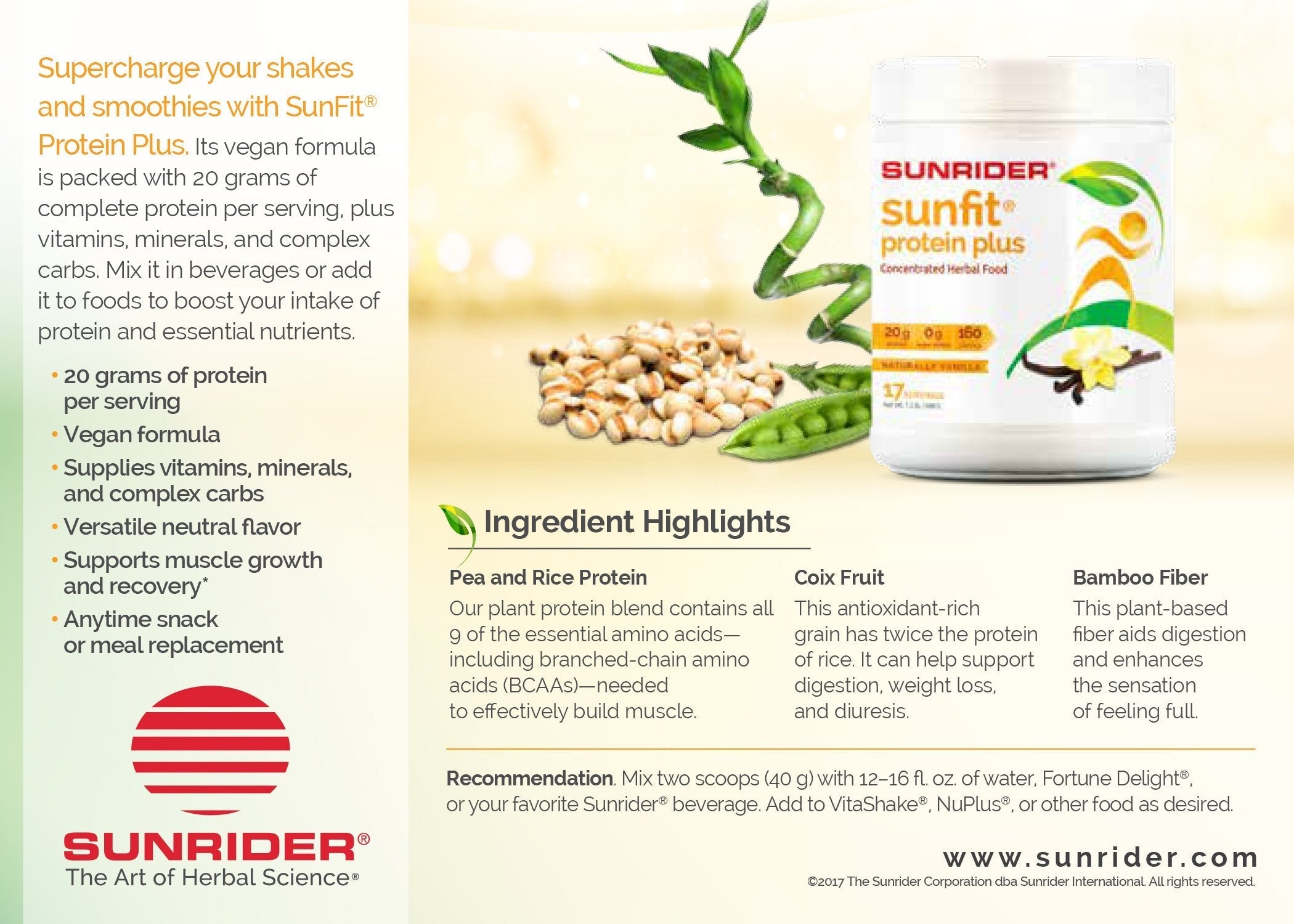 NOW AVAILABLE SunFit Protein Plus - Unique Protein Powder by Sunrider